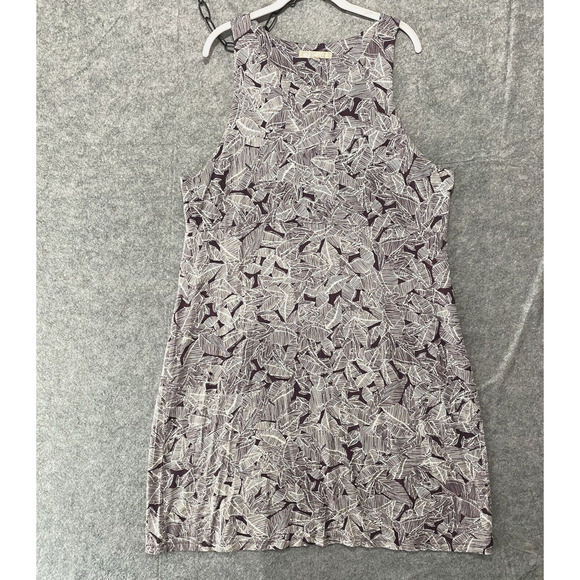 Athleta Santorini Sleeveless Dress Womens Sz 1X Brown Print High Neck Athleisure - Picture 3 of 9